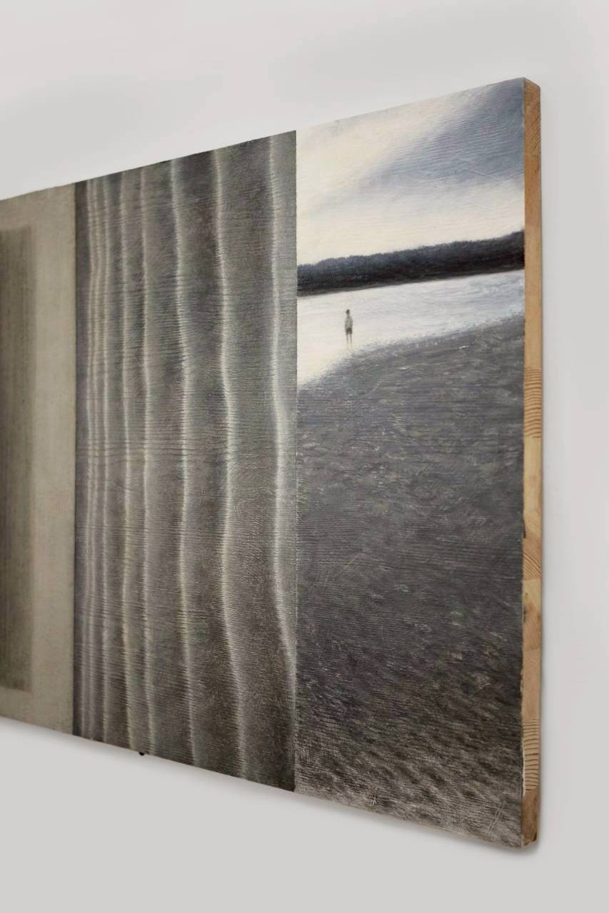 NG CHUN HO - Original Oil Painting - Wave and Sand - Size 90cm * 40cm