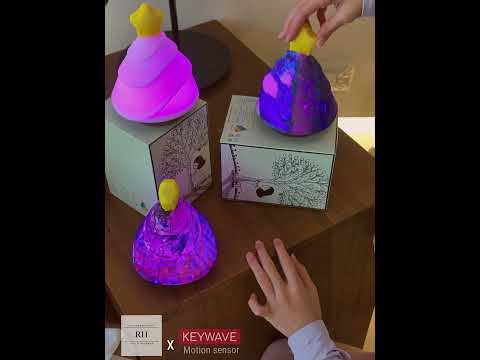 K&amp;J 色変化キーウェーブ搭載 - モーションセンサー搭載ナイトライト | 1分自動オフ機能搭載 描画式ツリーランプ